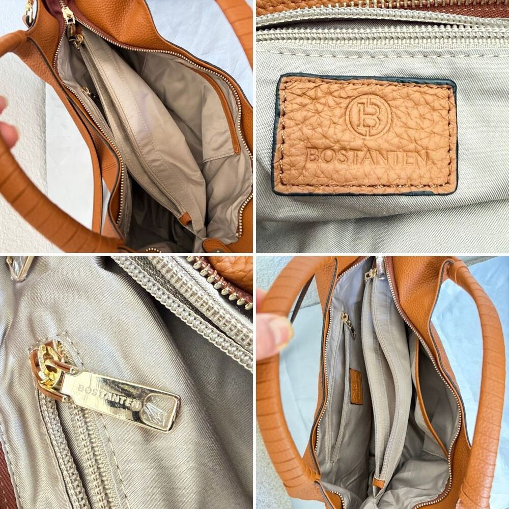 BOSTANTEN Nevin Cognac Pebbled Leather Satchel Crossbody Bag NWOT - Picture 9 of 12